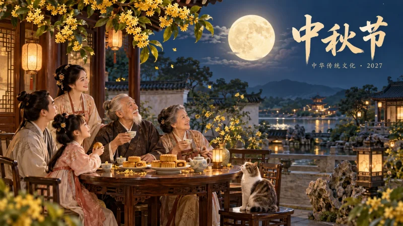 【405】中秋节｜桂香月满，家人相伴-一帧山海