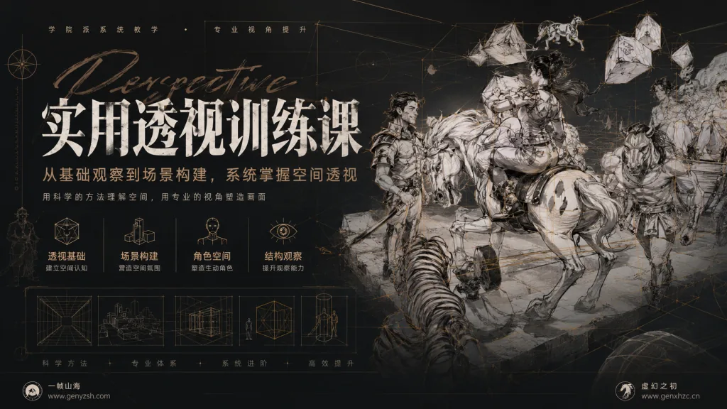 实用透视训练课｜从基础观察到场景构建的空间透视系统方法与专业视觉提升课程-一帧山海