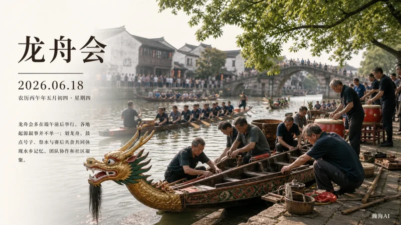 【443】龙舟会｜同舟竞渡，水乡共庆-一帧山海